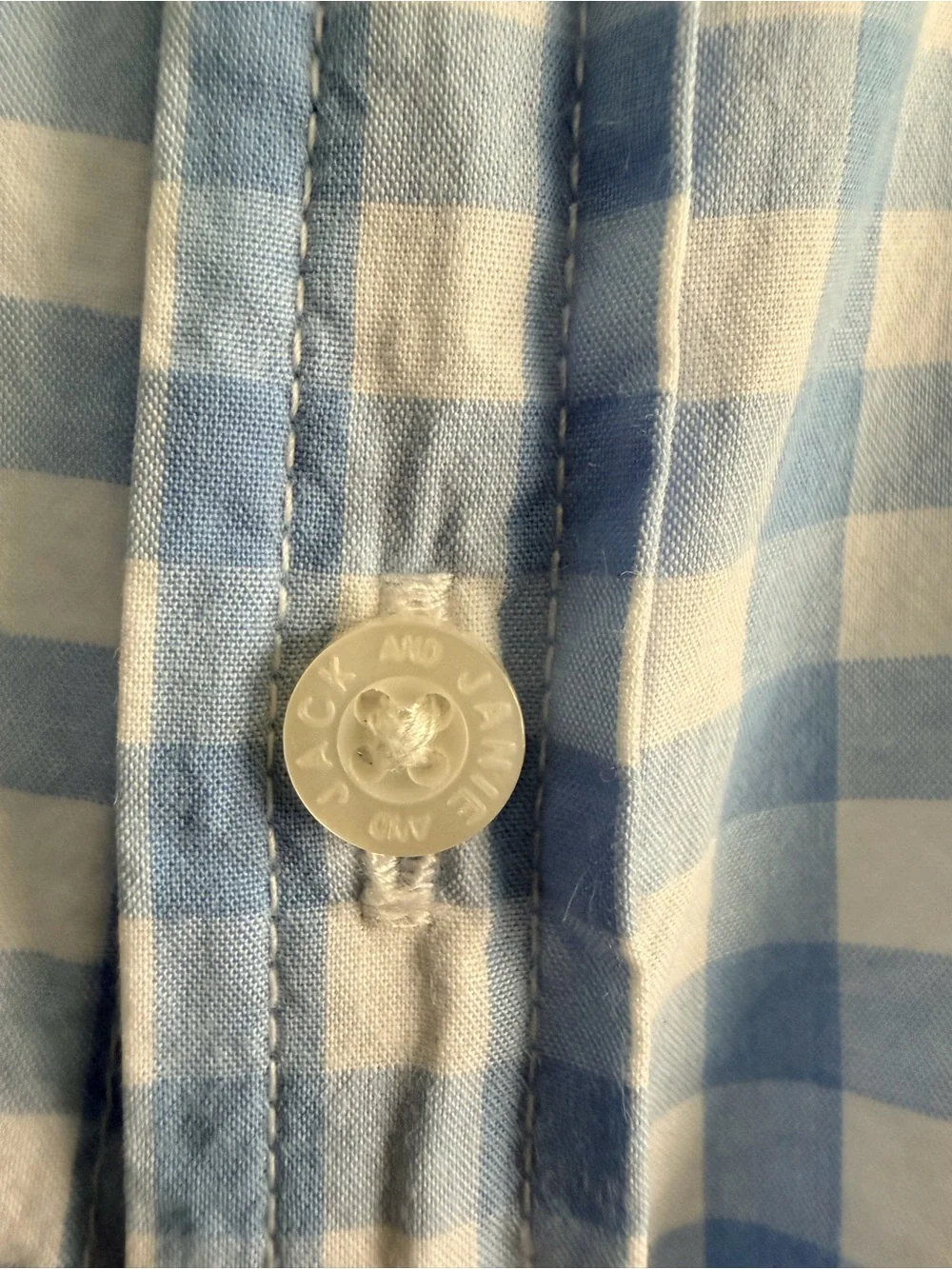 Janie and Jack Button Down Shirt Boys 7 Blue White Gingham Check Cotton